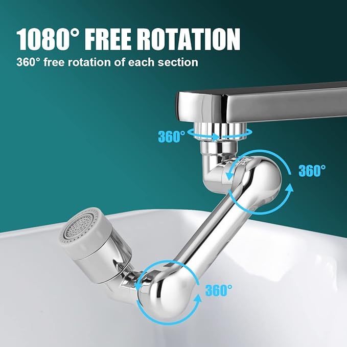 Tap Extension for Kitchen Sink | Universal 1080° Swivel Robotic Arm Swivel | Faucet Extender for Taps, Kitchen Tap Extender - Image 3